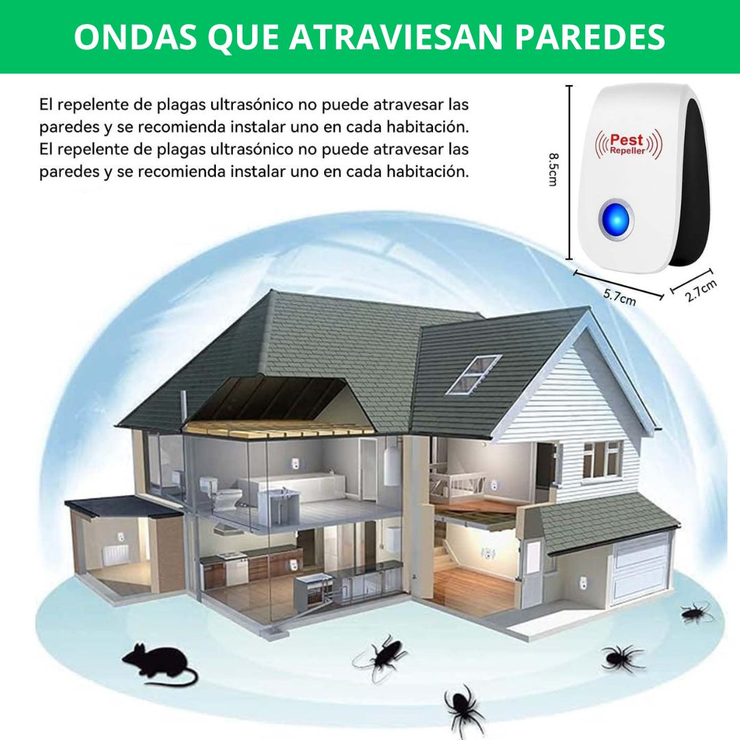 2x1 REPELENTE ULTRASÓNICO: Protección Total sin Veneno!
