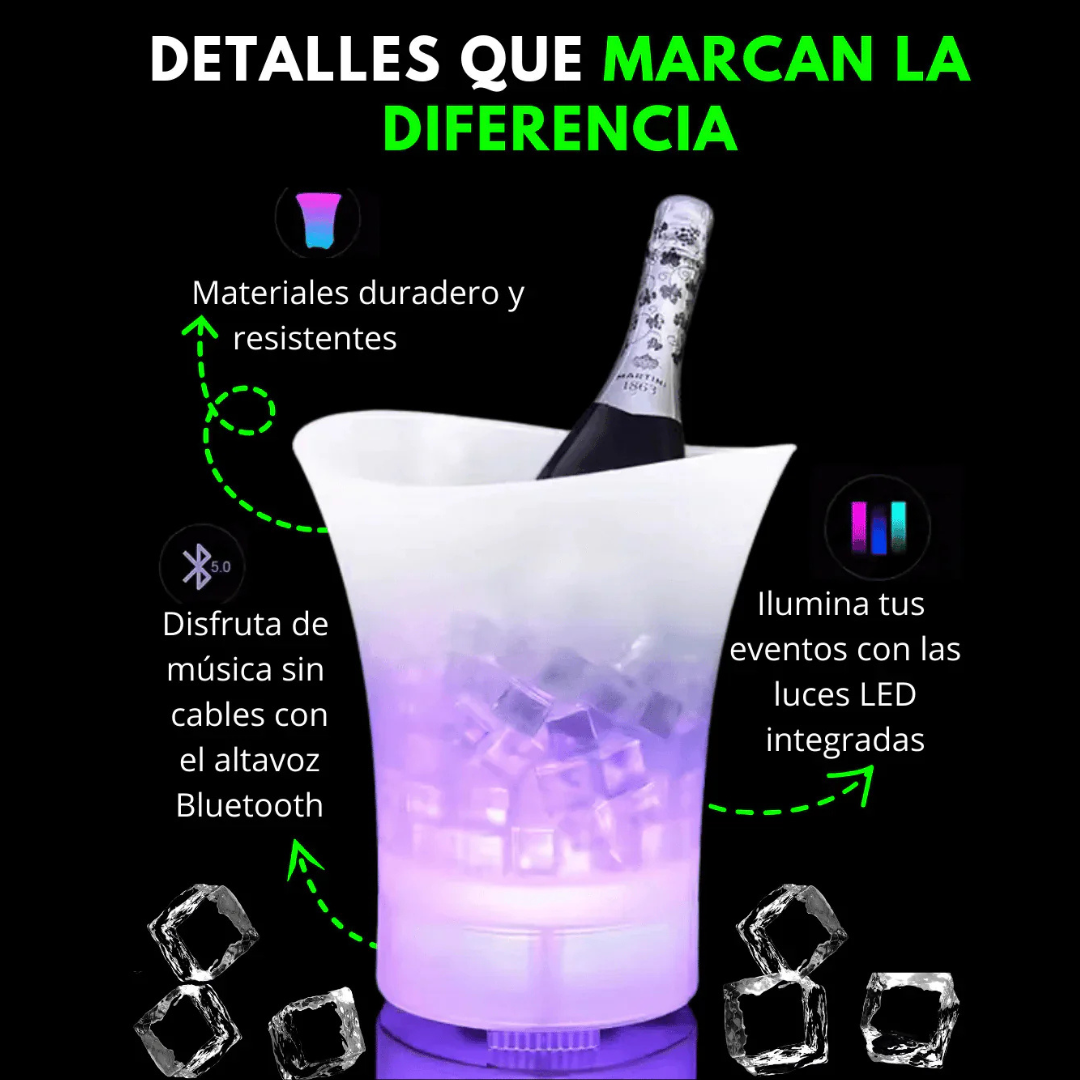 Cubeta Hielera Con Luz Led Y Parlante - Todo lo que necesitas para ser feliz!