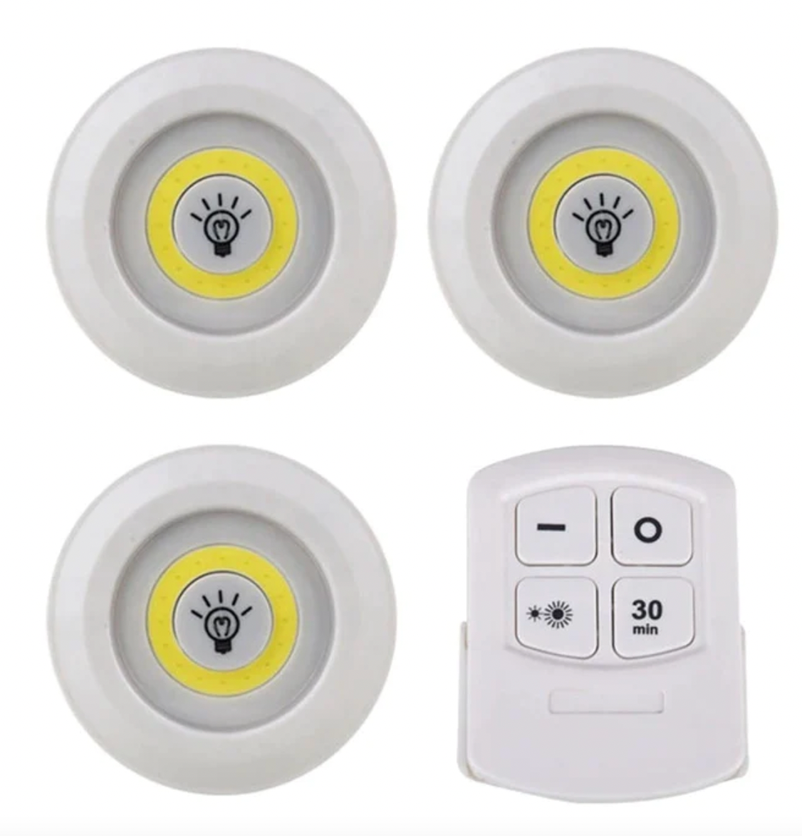 Set 3 Luces LED Adhesiva con Control Remoto – Iluminación Rápida – Adiós a rincones oscuros sin Cables