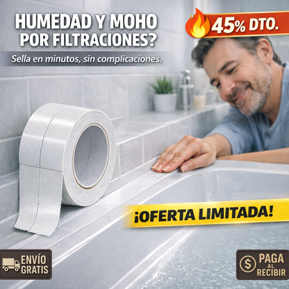 2X1 Cinta Selladora PRO – Antihumedad y Antimoho – Baño y Cocina Renovados!