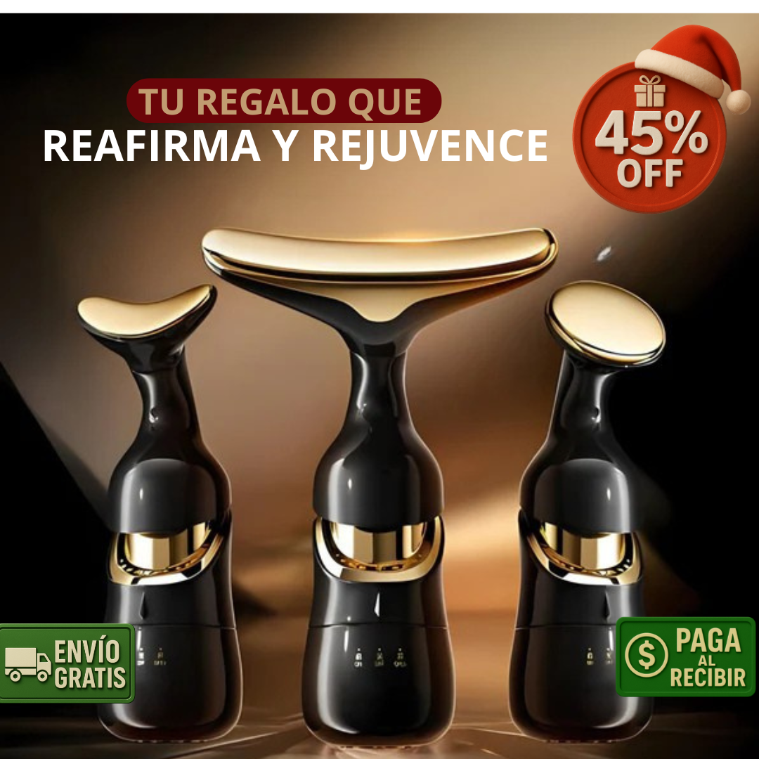 Masajeador Facial 3 en 1 – Calor + Colágeno – Piel Reafirmada!