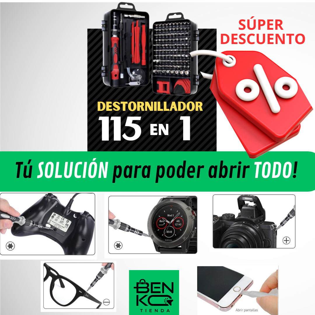 Kit Destornilladores 115 Piezas: El TODO en Uno!