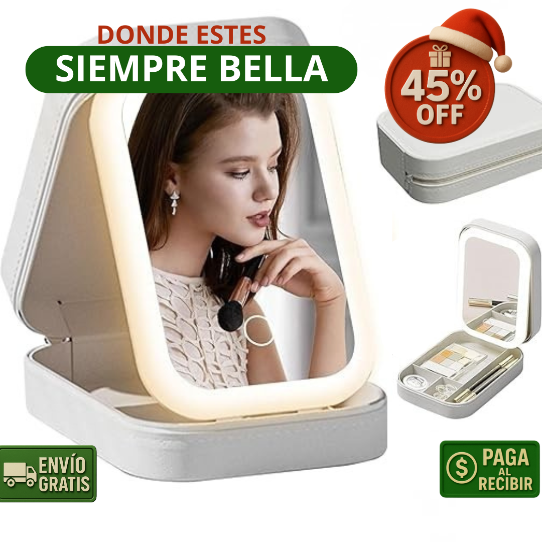 Cosmetiquero Con Luz - Espejo + LED - Maquillaje Impecable siempre!