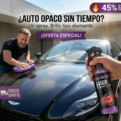 Spray Cerámico 3 en 1 – Sin Agua ni Manguera – Auto Brillante en Minutos!