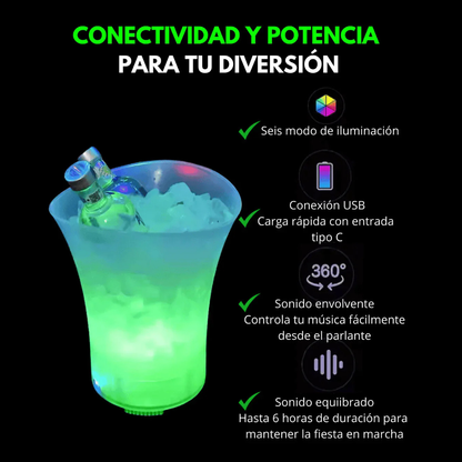 Cubeta Hielera Con Luz Led Y Parlante - Todo lo que necesitas para ser feliz!