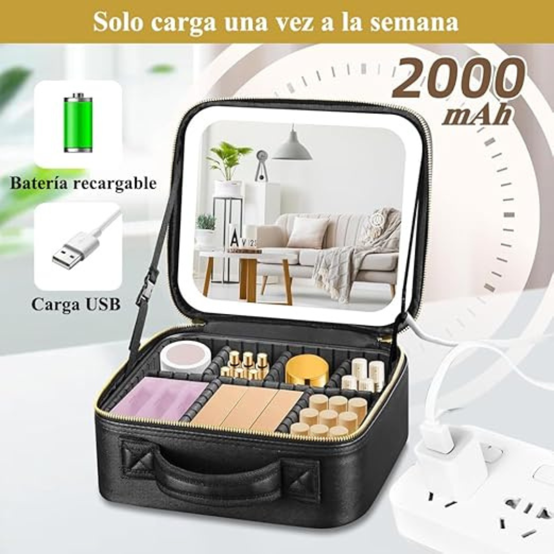 Cosmetiquero Con Luz -  Espejo + LED - Maquillaje Impecable siempre!!