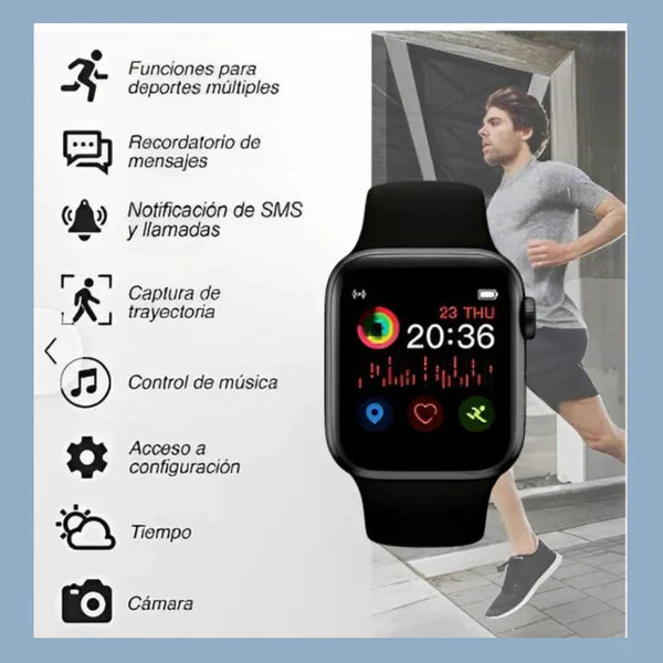 Reloj Inteligente T500 – Salud, notificaciones y estilo!