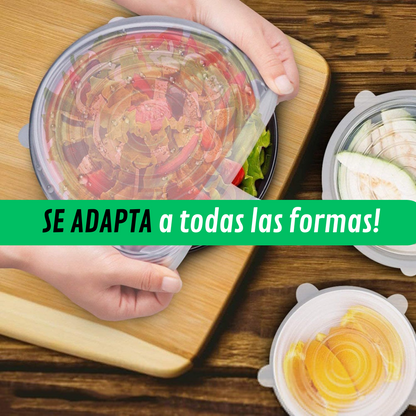 6 Tapas de Silicona Reutilizable ♻ : Guarda Fácil toda tu comida!