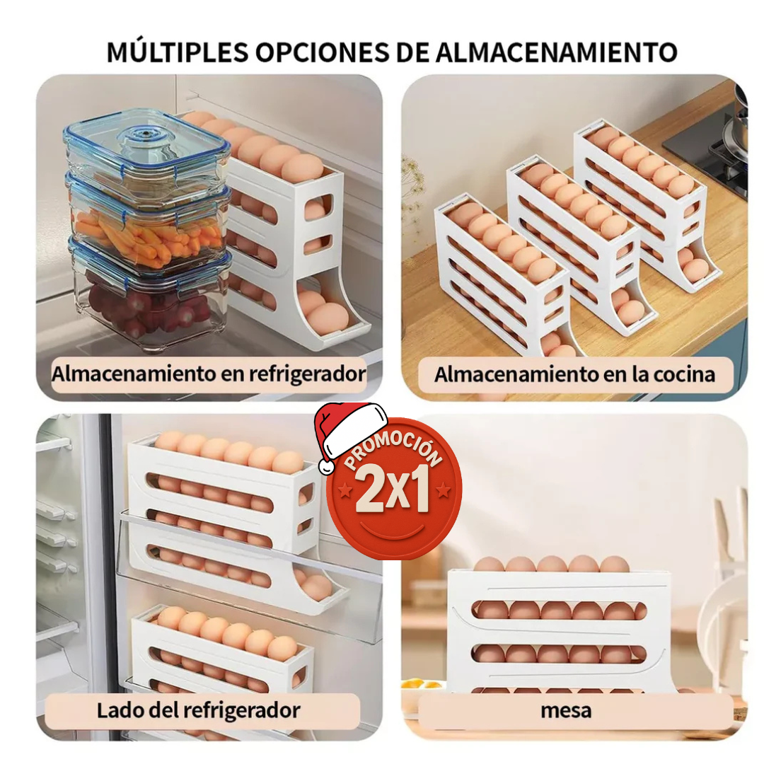 2x1 Dispensador De Huevo - 4 niveles - Ahorra Espacio!