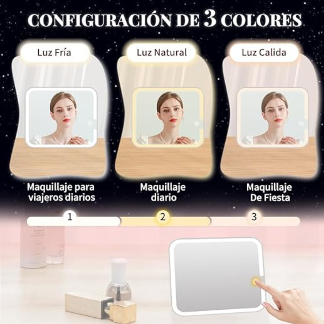 Cosmetiquero Con Luz -  Espejo + LED - Maquillaje Impecable siempre!!