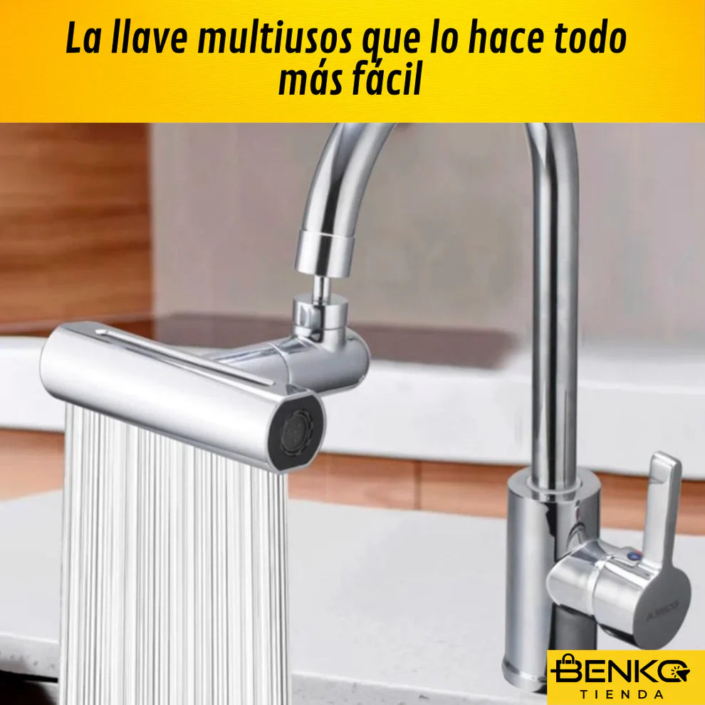 Grifo 4 en 1 : Gira y rocía – Mejora tu cocina en segundos!