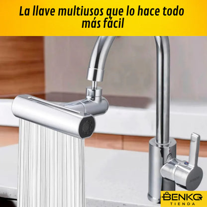 Grifo 4 en 1 : Gira y rocía – Mejora tu cocina en segundos!
