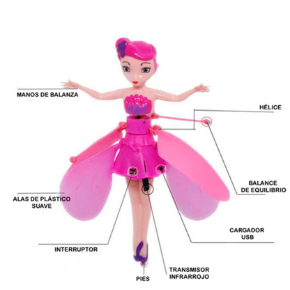 Hada Voladora Recargable -  Vuelo Automático – Brillo y Fantasía!