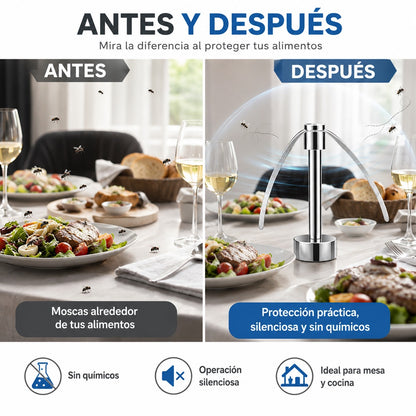 Repele Moscas – Hélices Suaves – Comida y snacks tranquilos!