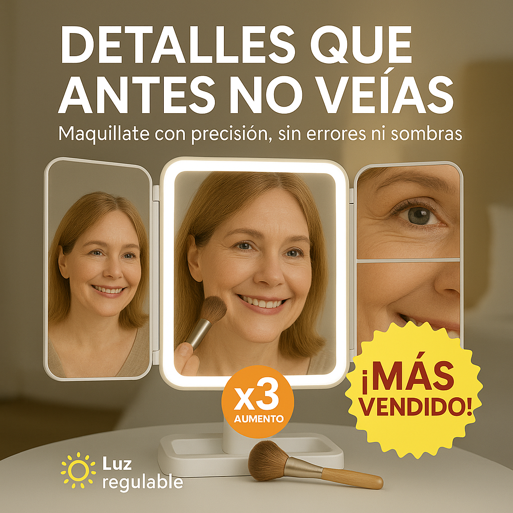 LumiMirror ✨ - Triple Espejo LED Para Maquillaje 💄🌟