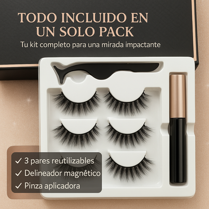 SET PESTAÑAS MAGNÉTICAS + 1 Delineador  y 1 Pinza GRATIS 🎁