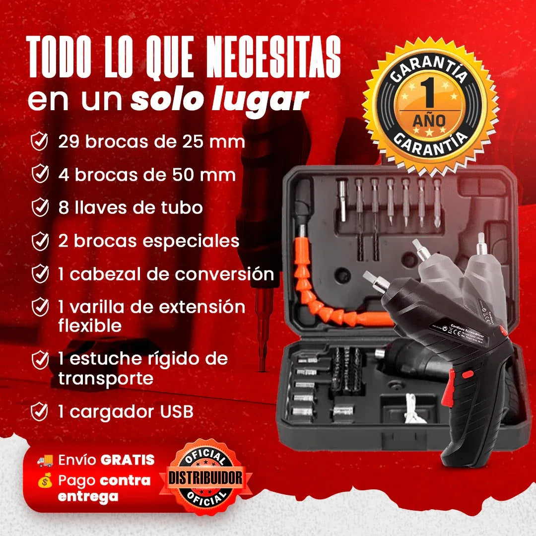 Destornillador inalámbrico: Soluciona todo en segundos + Maletin de Regalo🎁!