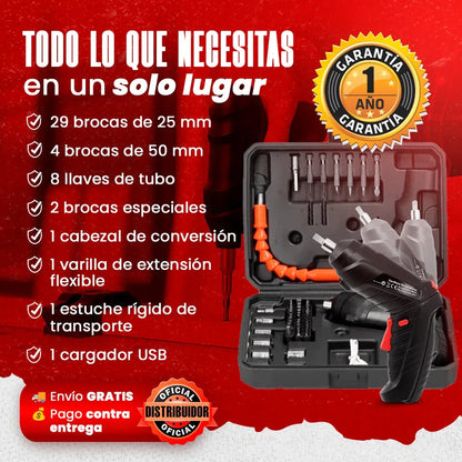 Destornillador inalámbrico: Soluciona todo en segundos + Maletin de Regalo🎁!