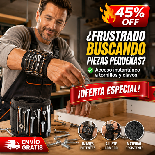 Muñequera Magnética – Sujeta Tornillos – Acelera Tu Trabajo!