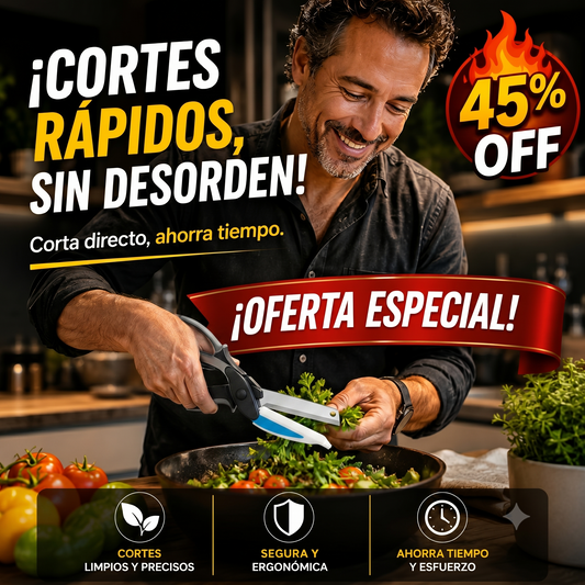 Tijera Inteligente con tabla – Pica al Instante – Ahorra Tiempo en Cocina!