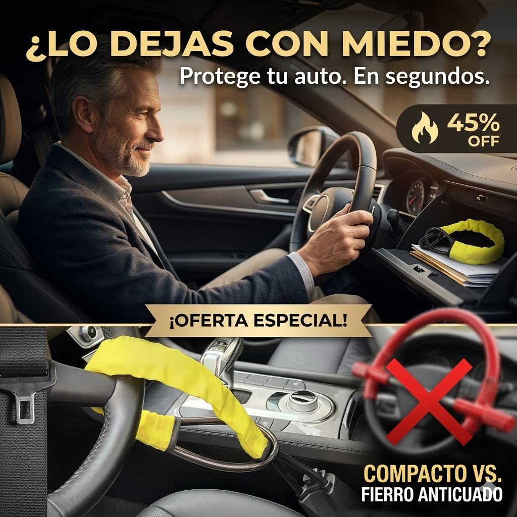 BloqueoMax 3: Seguro Volante AntiRobo + Comodida. Ultra seguridad!