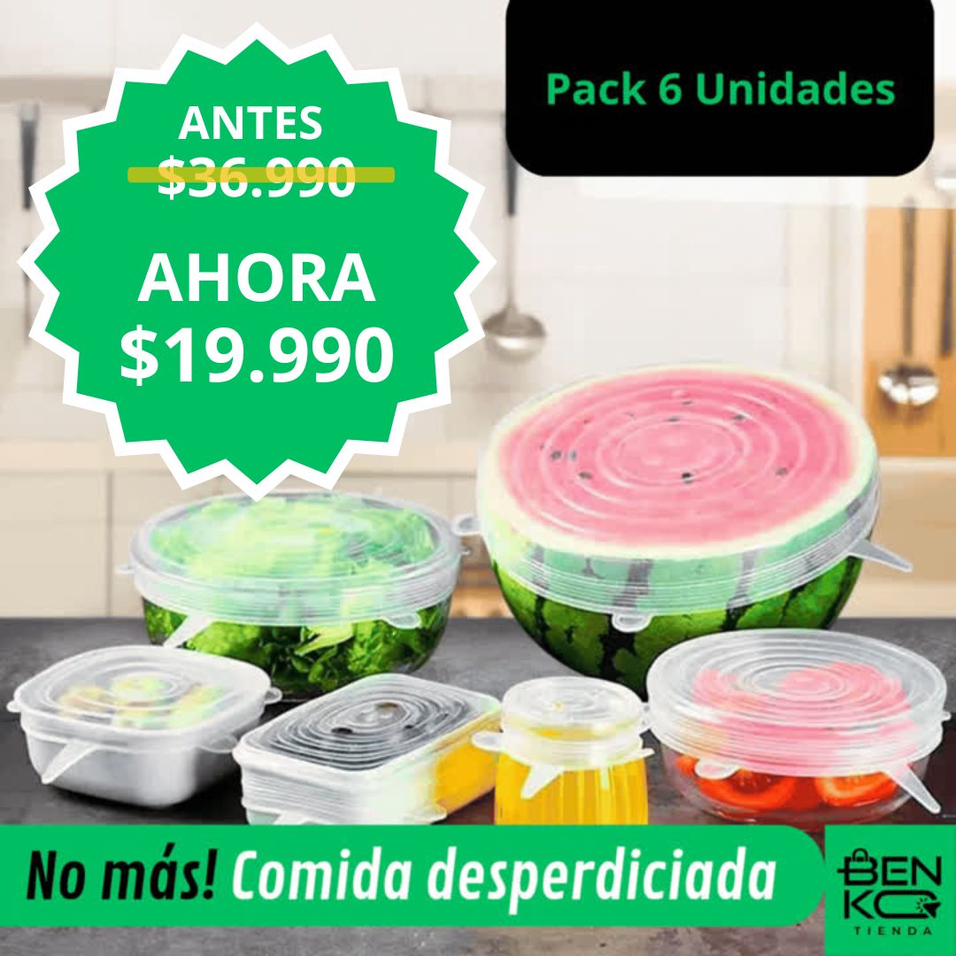 6 Tapas de Silicona Reutilizable ♻ : Guarda Fácil toda tu comida!