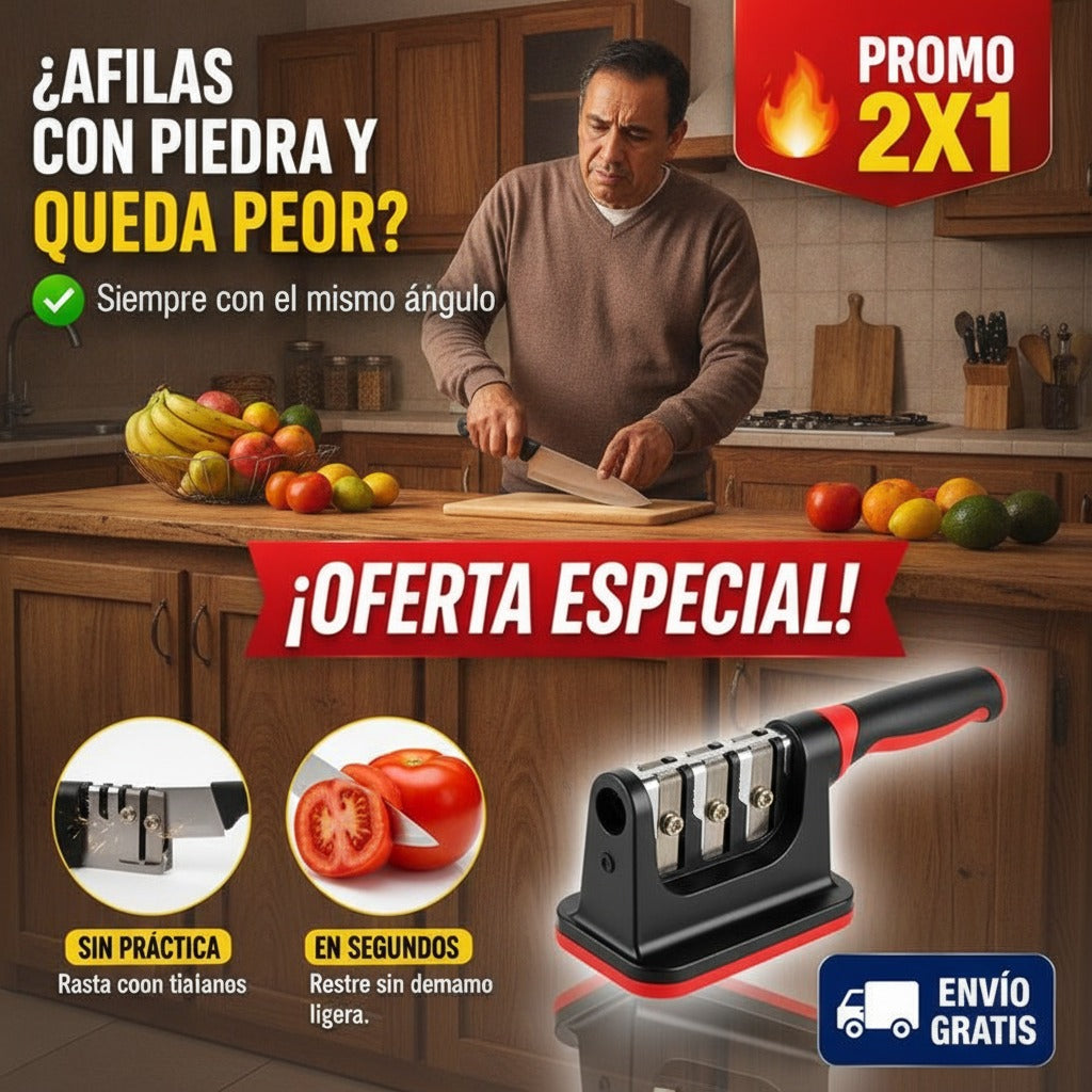 Afilador de Cuchillos Manual – 4 Ranuras – Base Antideslizante — imagen 2