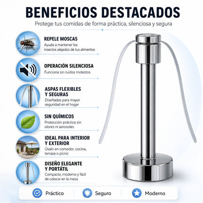 Repele Moscas – Hélices Suaves – Comida y snacks tranquilos!