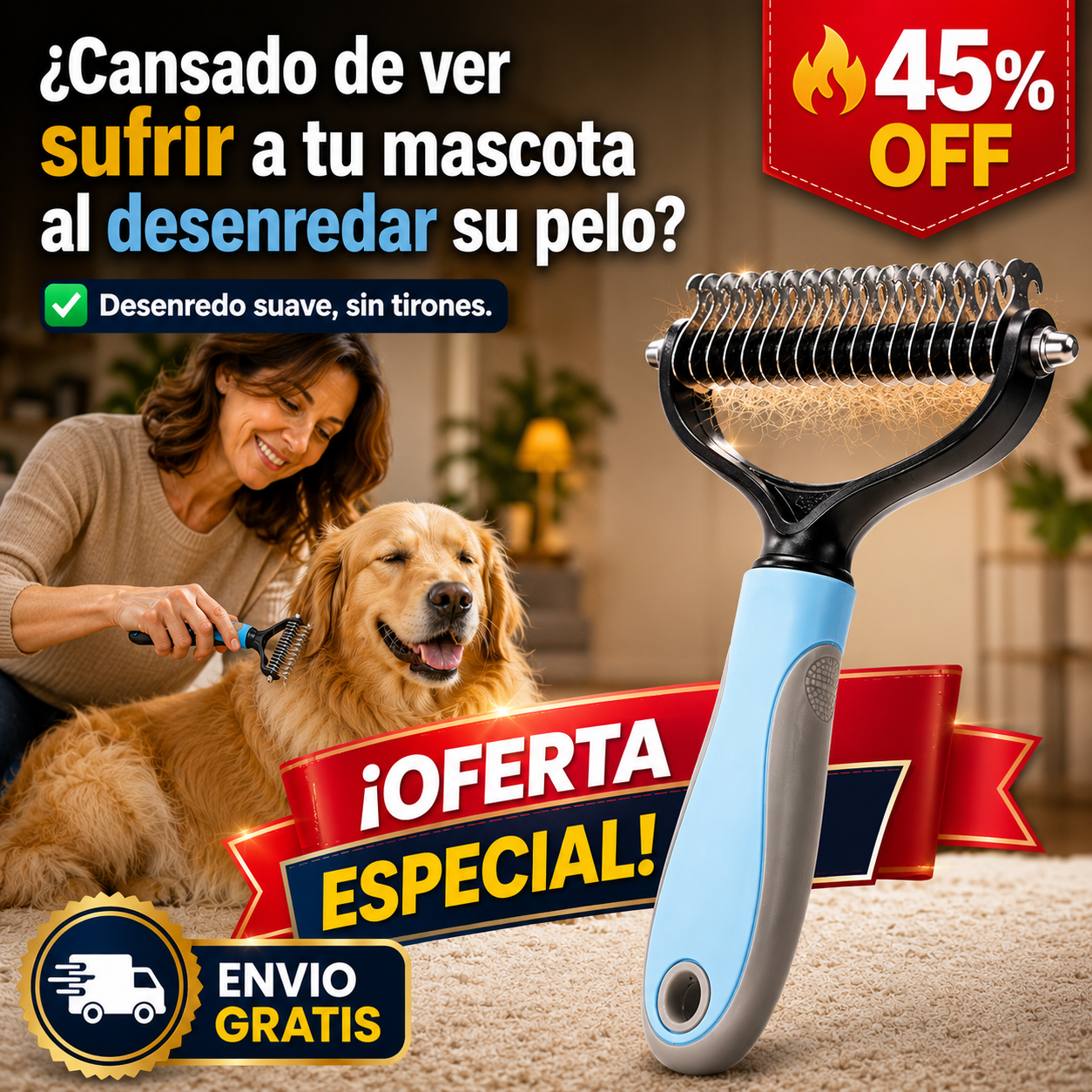 MasterHair – Desenreda Sin Tirones – Mascota Feliz, Pelo Sano!