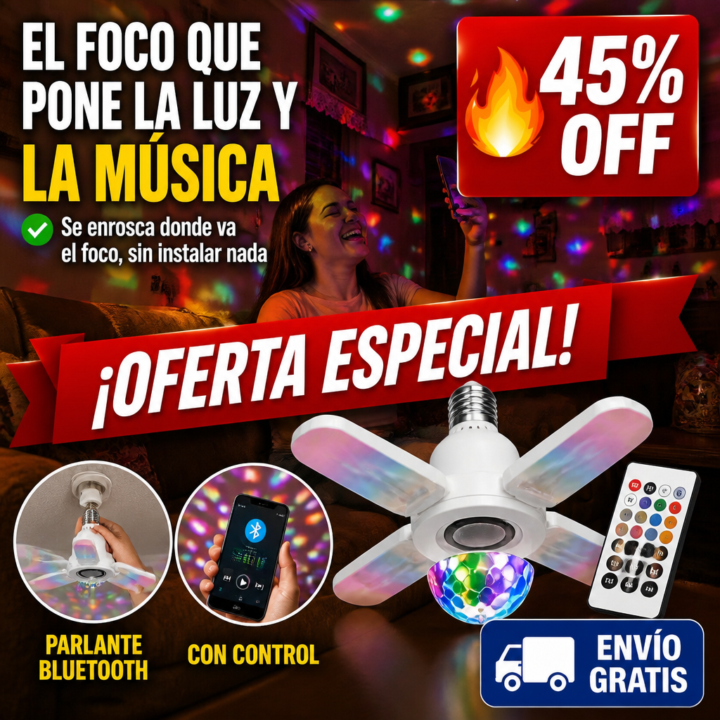 Bombillo con Parlante Bluetooth – Luz, Música y Fiesta en el Mismo Foco — imagen 1