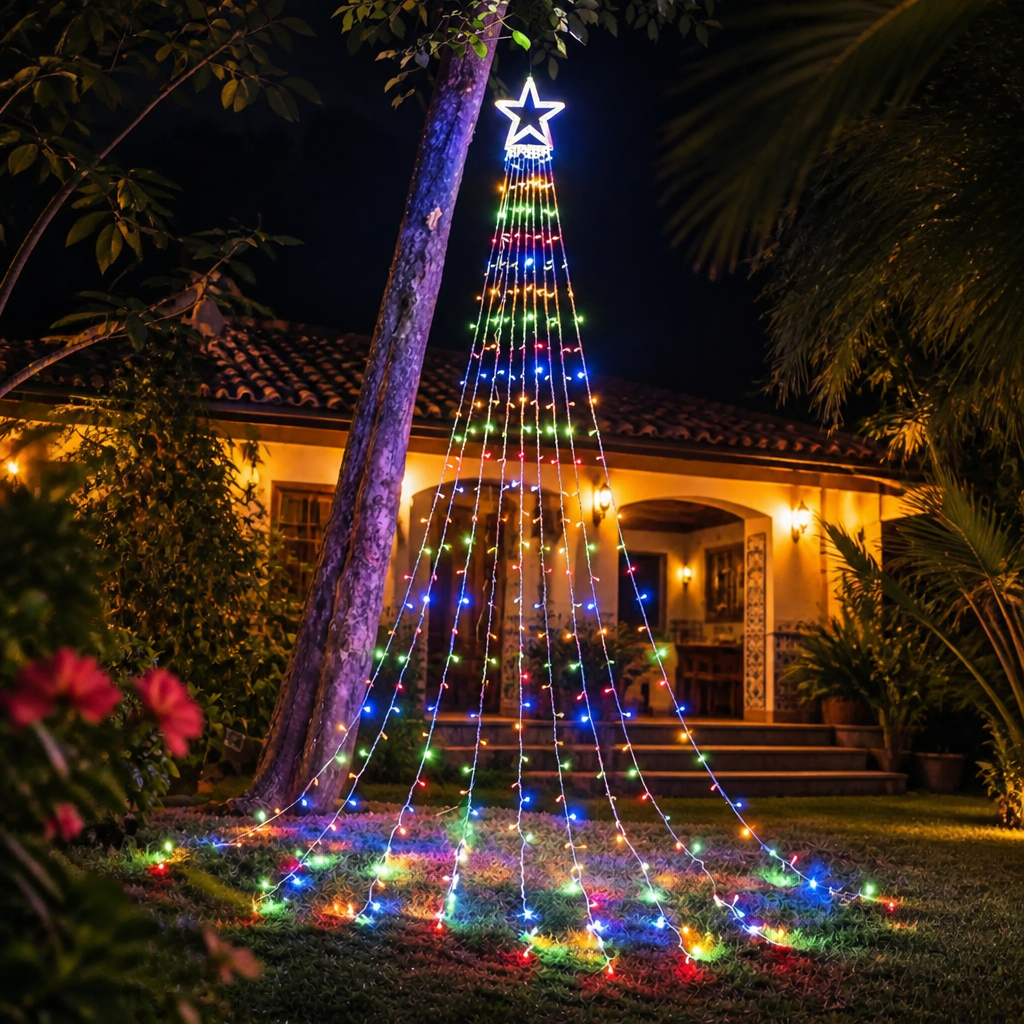 Cortina de Luces Cascada con Estrella – Tu Árbol en Minutos — imagen 2