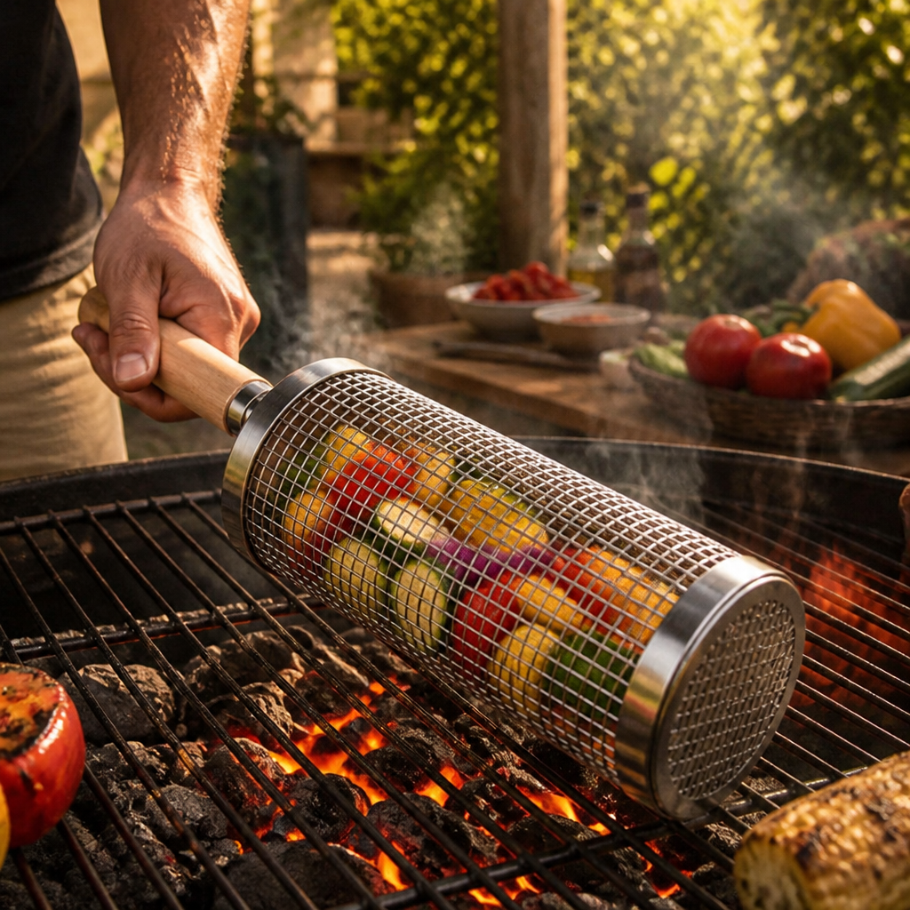 Canasta Giratoria BBQ 360° – Nada se Cae Entre las Rejillas! — imagen 2