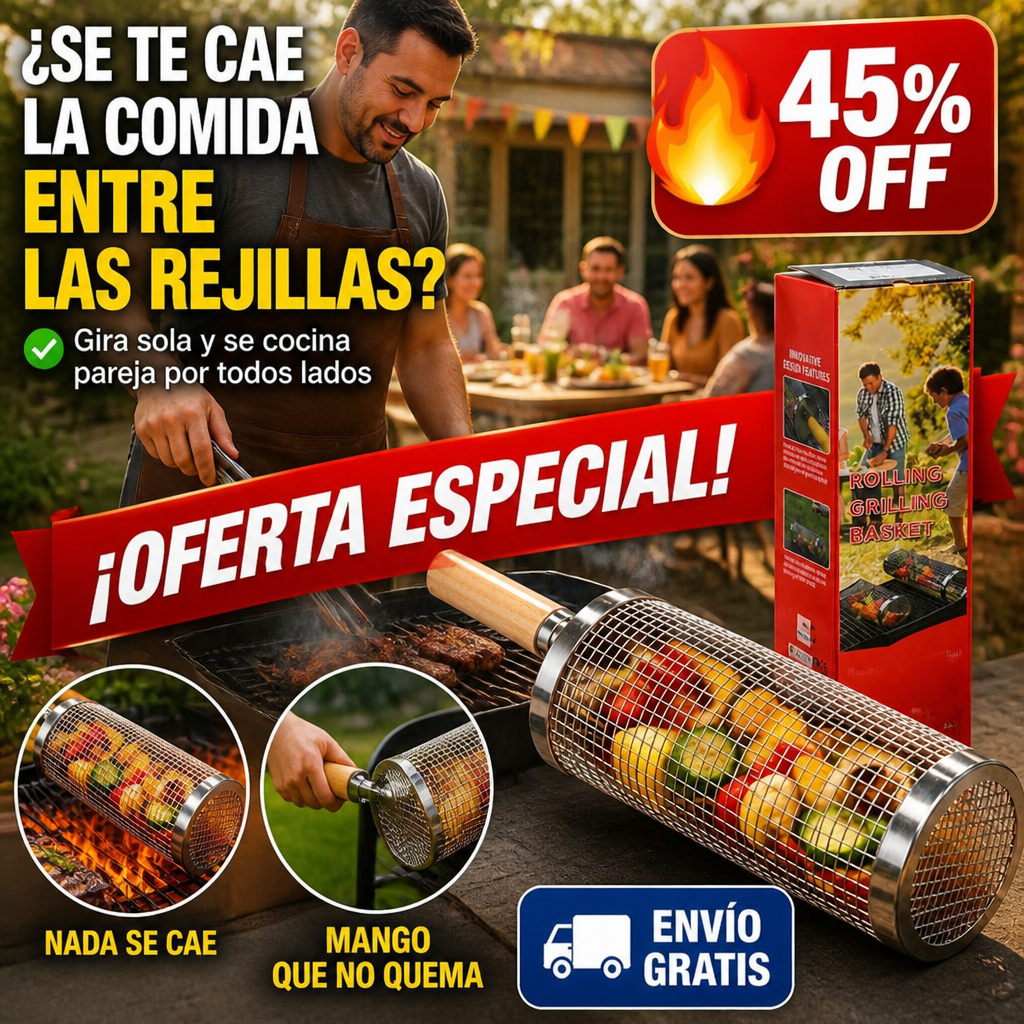 Canasta Giratoria BBQ 360° – Nada se Cae Entre las Rejillas! — imagen 1