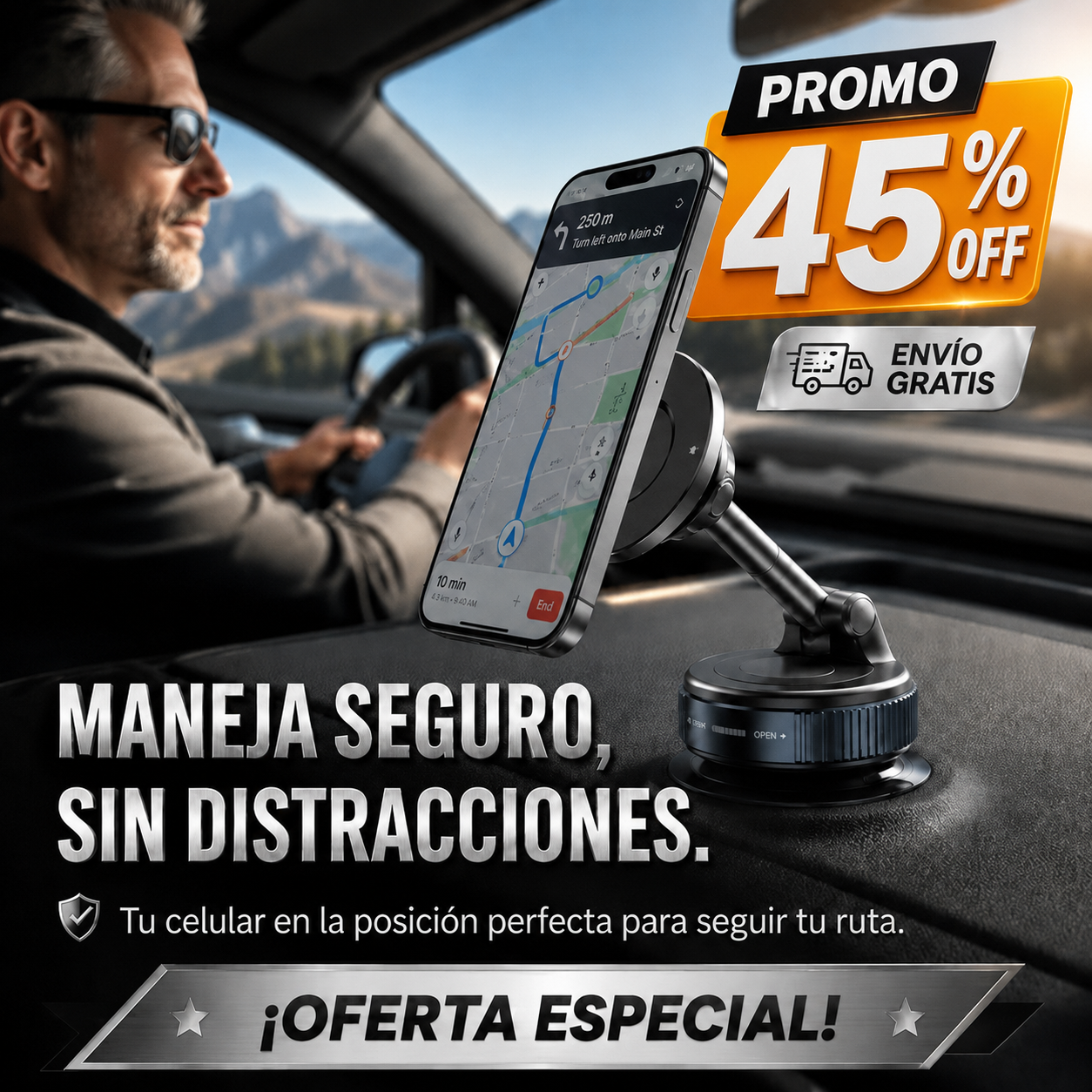 Soporte Magnético – Atención al Camino – Viajes 100% Seguros!