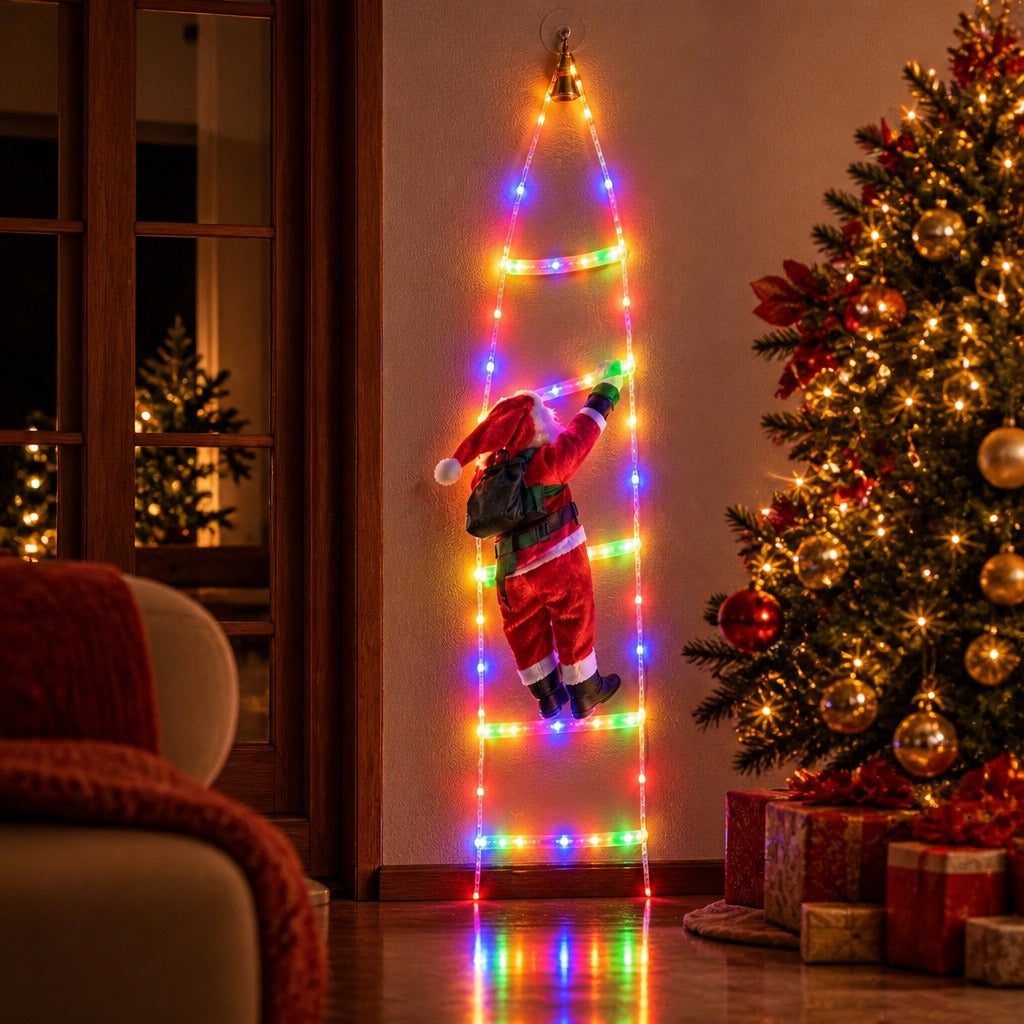 Escalera Navideña LED con Papá Noel – 8 Modos de Luz — imagen 3