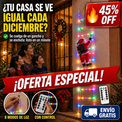 Escalera Navideña LED con Papá Noel – 8 Modos de Luz — imagen 1