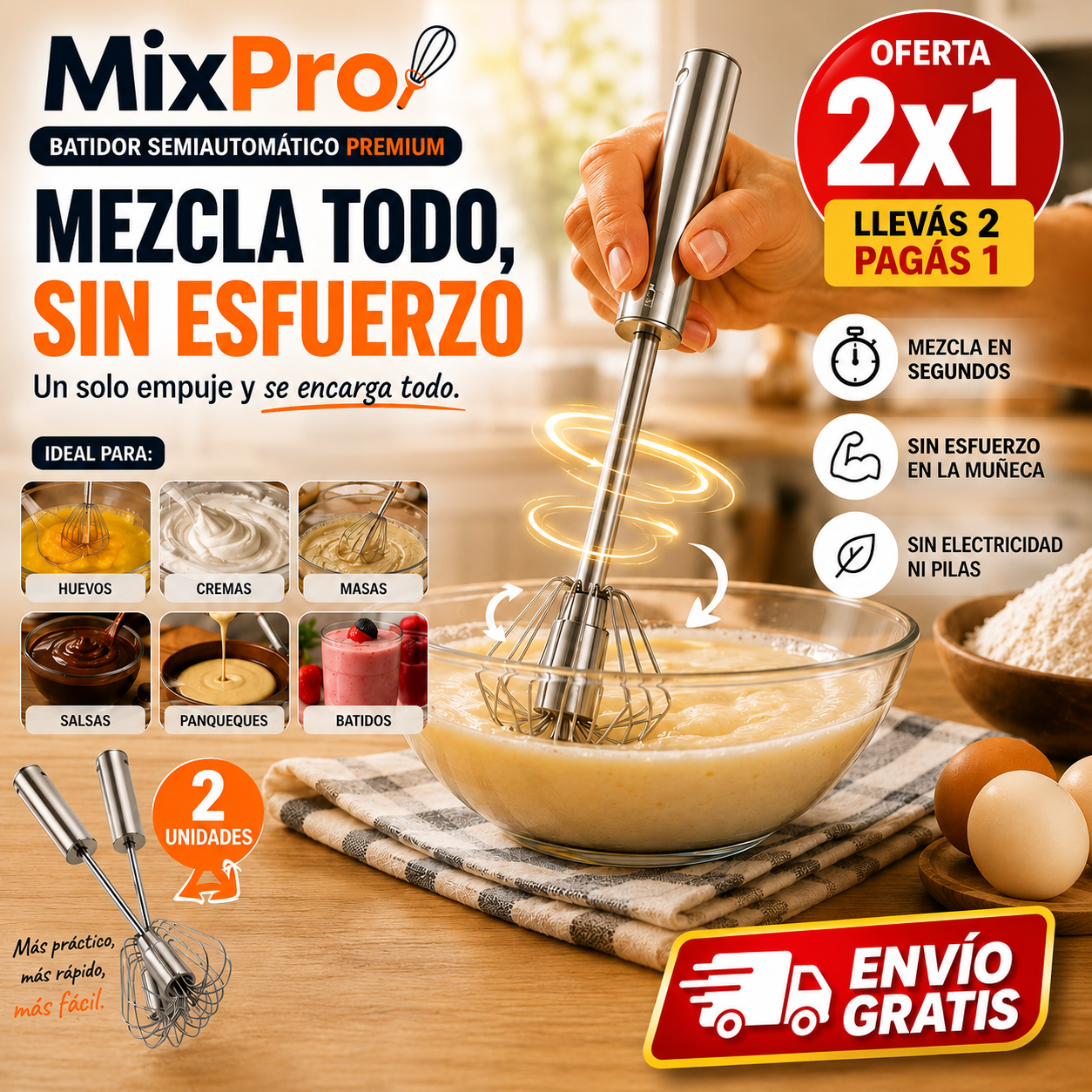 MixPro 2x1 — Mezcla todo en segundos sin cansarte!