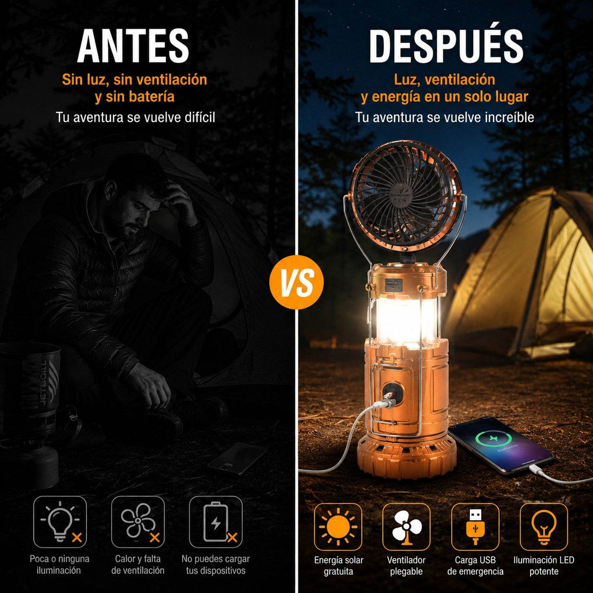 Lampara Led Ventilador De Emergencia — imagen 2