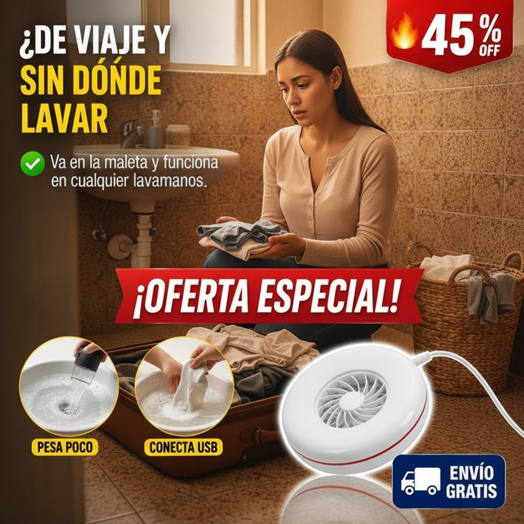 Mini Lavadora Portátil de Turbina – Lava en Cualquier Balde – USB — imagen 3