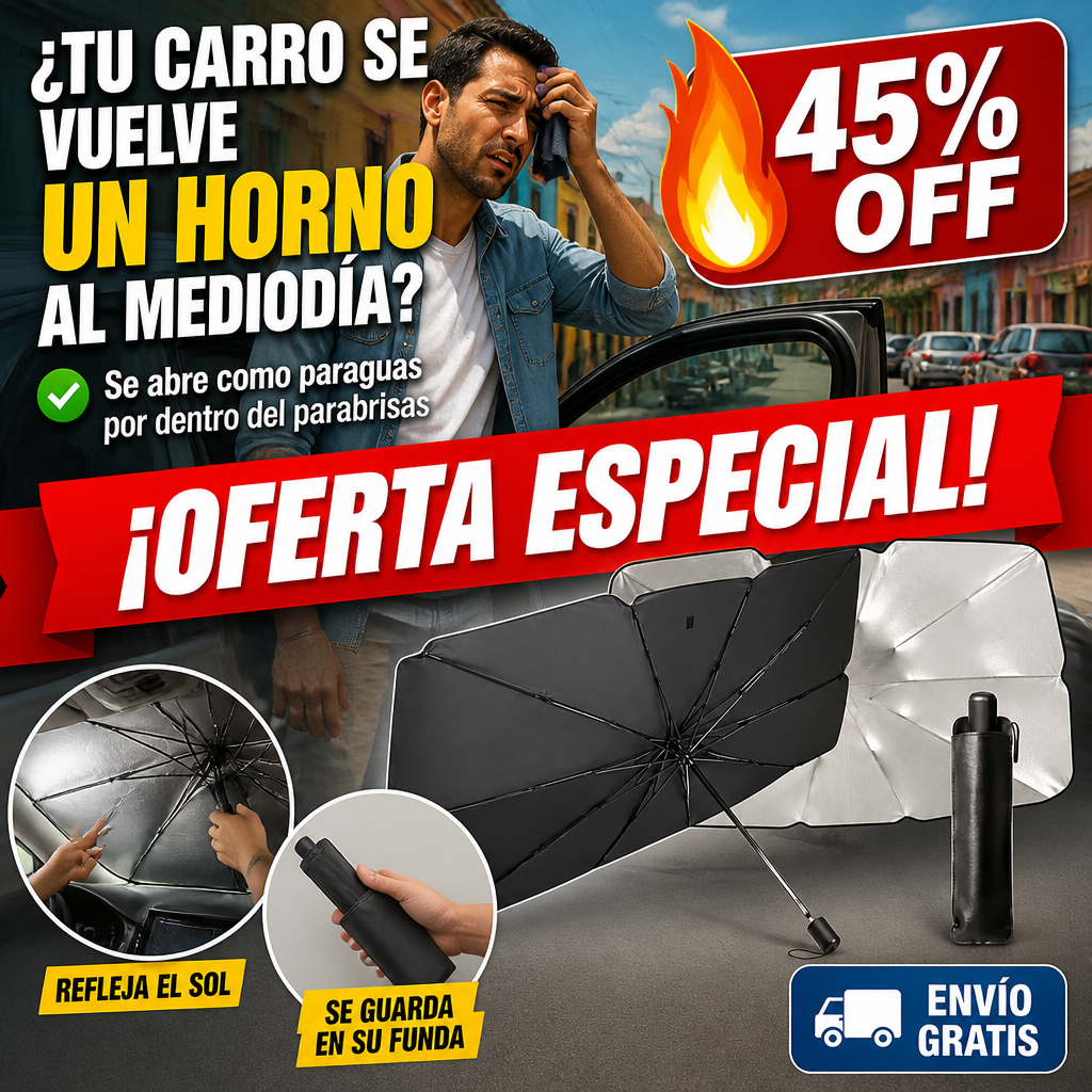 Parasol Paraguas para Carro – El Carro Deja de Ser un Horno! — imagen 1