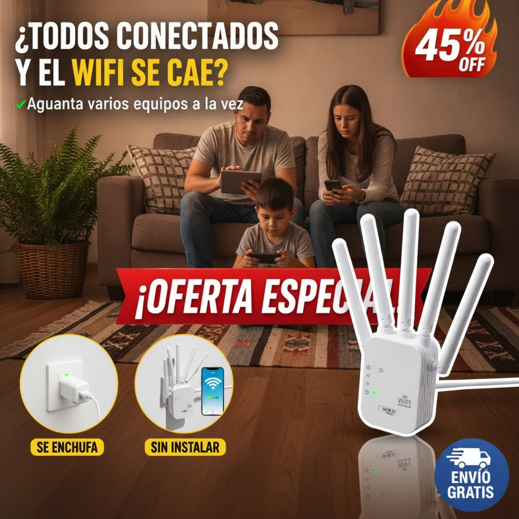 Repetidor WiFi 5 Antenas – Lleva la Señal a Toda la Casa – Se Enchufa — imagen 3