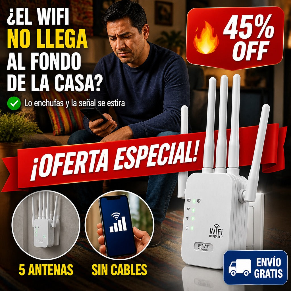 Repetidor WiFi 5 Antenas – Lleva la Señal a Toda la Casa – Se Enchufa — imagen 1