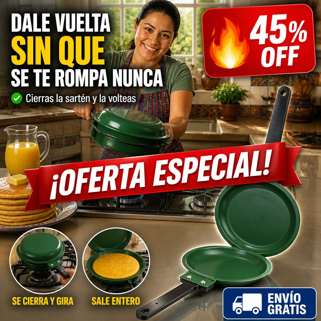 Sartén Doble para Panqueques – Se Cierra y se Voltea Sola — imagen 1