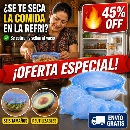 Set 6 Tapas de Silicona Elásticas – Se Estiran y Sellan Cualquier Traste — imagen 1
